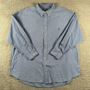 Ralph Lauren Shirt Men's 2XB Blue Check Button Down Regular Fit Cotton
